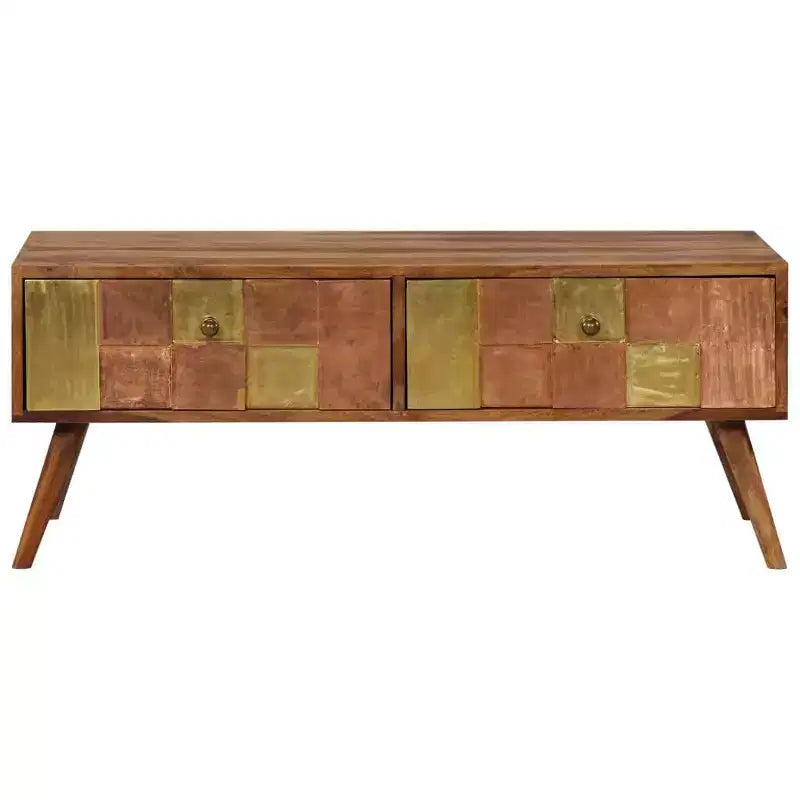 vidaXL Coffee Table Honey Solid Wood 39.4x19.7x15.4 in Decorative Inlays