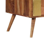 Tavolino da Caffè Miele in Legno Massello 100x50x39 cm Intarsi Decorativi