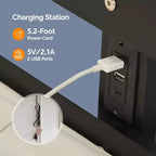 Letto a soppalco interamente in legno con stazione di ricarica USB/LED, letto in legno massello con pioli piatti, sponda di sicurezza alta 15 pollici, nessuna rete a molle necessaria, nero
