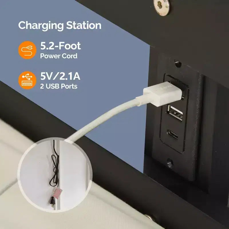 Letto a soppalco interamente in legno con stazione di ricarica USB/LED, letto in legno massello con pioli piatti, sponda di sicurezza alta 15 pollici, nessuna rete a molle necessaria, nero