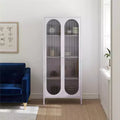 GDFStudio Charleston Modern Tall 2-Door Accent Cabinet with Fluted Glass Doors