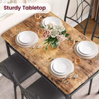 Tavolo e sedie da cucina per 4 persone, set da pranzo per 4 con sedie imbottite, set da tavolo da cucina in metallo e legno con tavolo da pranzo rettangolare