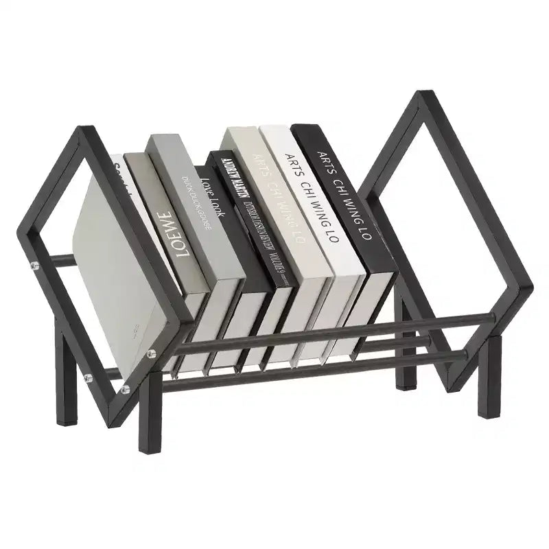 Unique Bargains Stainless Steel Magazine CD Storage Desk Decorative Bookshelf
