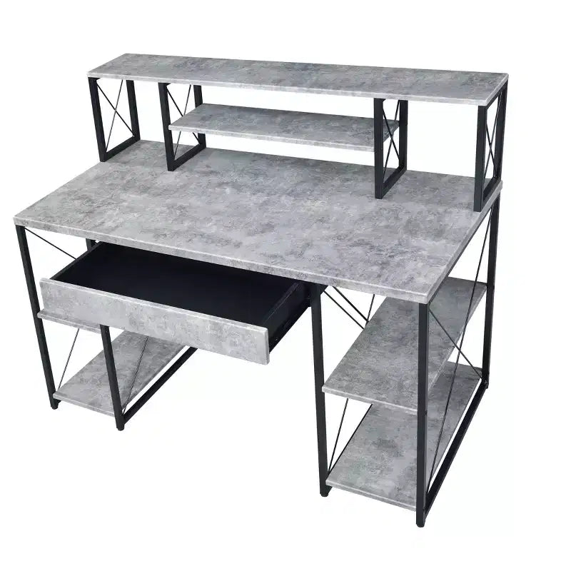 Scrivania da computer multifunzione da 47 pollici con ampio spazio di archiviazione, scrivania rialzata con struttura in metallo, scrivania da ufficio per soggiorno, sala lettura, studio