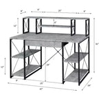 Scrivania da computer multifunzione da 47 pollici con ampio spazio di archiviazione, scrivania rialzata con struttura in metallo, scrivania da ufficio per soggiorno, sala lettura, studio