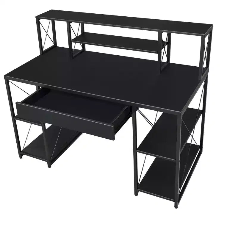 Scrivania da computer multifunzione da 47 pollici con ampio spazio di archiviazione, scrivania rialzata con struttura in metallo, scrivania da ufficio per soggiorno, sala lettura, studio