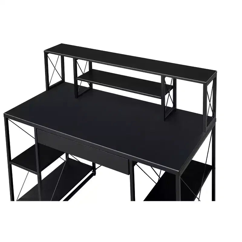 Scrivania da computer multifunzione da 47 pollici con ampio spazio di archiviazione, scrivania rialzata con struttura in metallo, scrivania da ufficio per soggiorno, sala lettura, studio