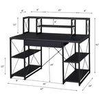Scrivania da computer multifunzione da 47 pollici con ampio spazio di archiviazione, scrivania rialzata con struttura in metallo, scrivania da ufficio per soggiorno, sala lettura, studio