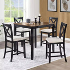 GDFStudio Callan 5-Piece Farmhouse Wood Upholstered Counter Height Dining Set