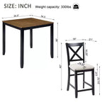 Set da pranzo Callan a 5 pezzi in legno stile rustico con sedie imbottite, altezza bancone