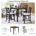 Set da pranzo Callan a 5 pezzi in legno stile rustico con sedie imbottite, altezza bancone