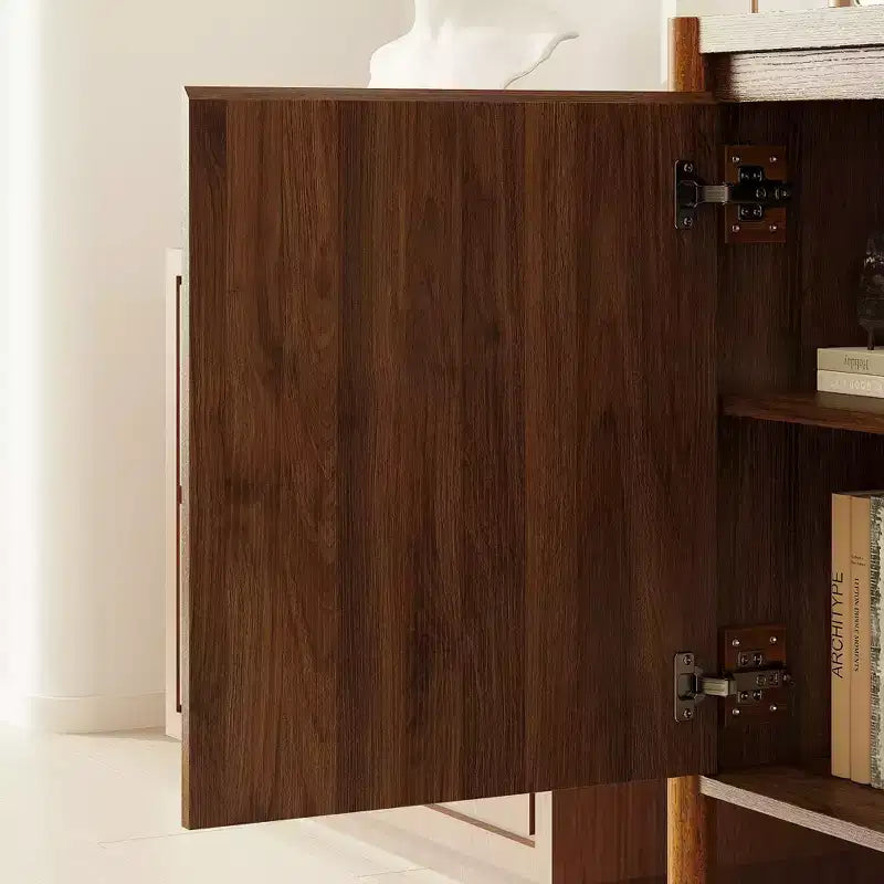 Mobile Contenitore in Legno di Noce Mid-Century Modern con Cassetti e Gambe in Legno Massiccio, Elegante Libreria/Mobile TV per Soggiorno