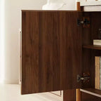 Mobile Contenitore in Legno di Noce Mid-Century Modern con Cassetti e Gambe in Legno Massiccio, Elegante Libreria/Mobile TV per Soggiorno