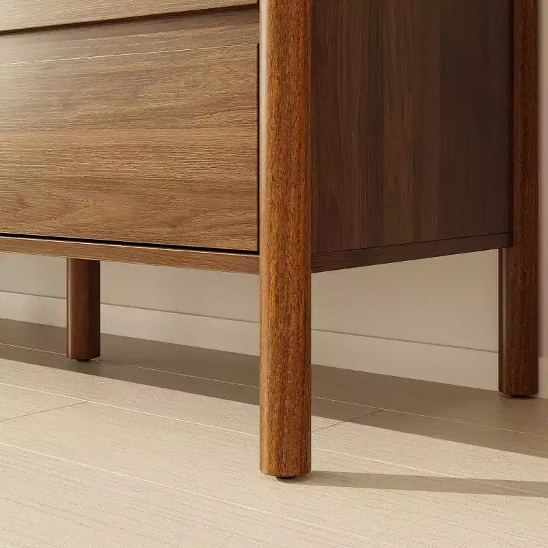 Mobile Contenitore in Legno di Noce Mid-Century Modern con Cassetti e Gambe in Legno Massiccio, Elegante Libreria/Mobile TV per Soggiorno