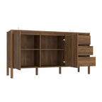Mobile Contenitore in Legno di Noce Mid-Century Modern con Cassetti e Gambe in Legno Massiccio, Elegante Libreria/Mobile TV per Soggiorno