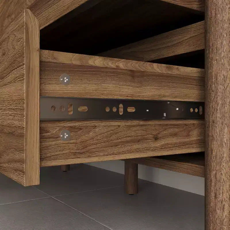 Mobile Contenitore in Legno di Noce Mid-Century Modern con Cassetti e Gambe in Legno Massiccio, Elegante Libreria/Mobile TV per Soggiorno