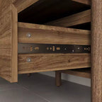 Mobile Contenitore in Legno di Noce Mid-Century Modern con Cassetti e Gambe in Legno Massiccio, Elegante Libreria/Mobile TV per Soggiorno