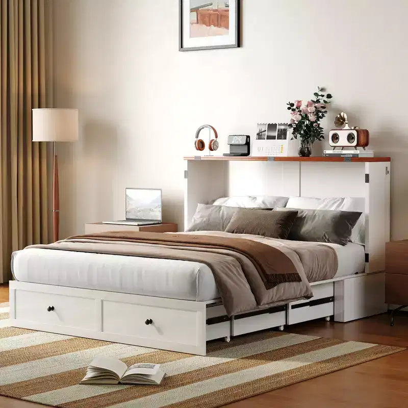 Letto a scomparsa/a ribalta con contenitore, modello Full/Queen, SENZA MATERASSO