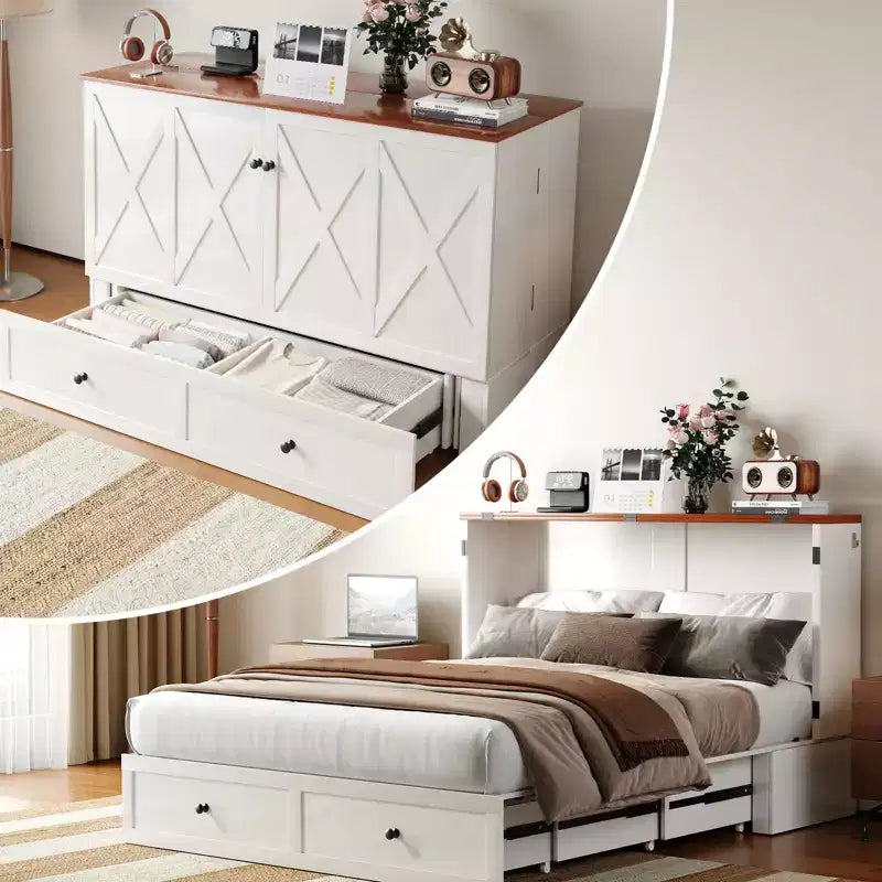 Letto a scomparsa/a ribalta con contenitore, modello Full/Queen, SENZA MATERASSO