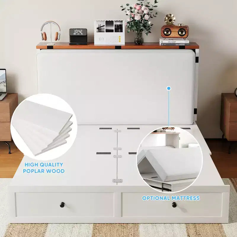 Letto a scomparsa/a ribalta con contenitore, modello Full/Queen, SENZA MATERASSO