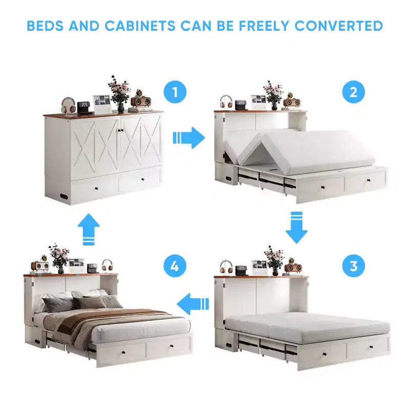 Letto a scomparsa/a ribalta con contenitore, modello Full/Queen, SENZA MATERASSO