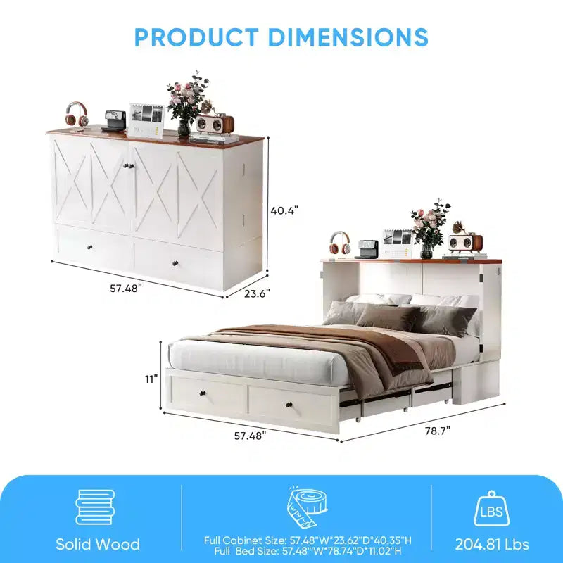 Letto a scomparsa/a ribalta con contenitore, modello Full/Queen, SENZA MATERASSO