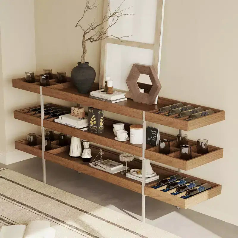 Luck Live Mid-Century Modern 78.74 Multi-functional Storage Rack For Living Room & Dining Room, Suitable For Wines, Books & Decorations.