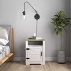 GDFStudio Alametos Farmhouse Wood Nightstand with Barn Door