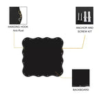 Specchio da bagno moderno quadrato da 36 pollici con cornice ondulata in legno massiccio, specchio da parete ad alta riflessione, specchio da trucco per bagno, soggiorno