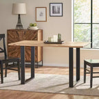 Okak 55IN Dining Room Table with Metal Loop Legs, Kitchen Table with Wooden Tabletop, Dinner Table for Living Room, Dining Room, Natural+Black