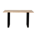 Tavolo da Pranzo 55IN con Gambe ad Anello in Metallo, Tavolo da Cucina con Piano in Legno, Tavolo da Pranzo per Soggiorno, Sala da Pranzo, Naturale+Nero