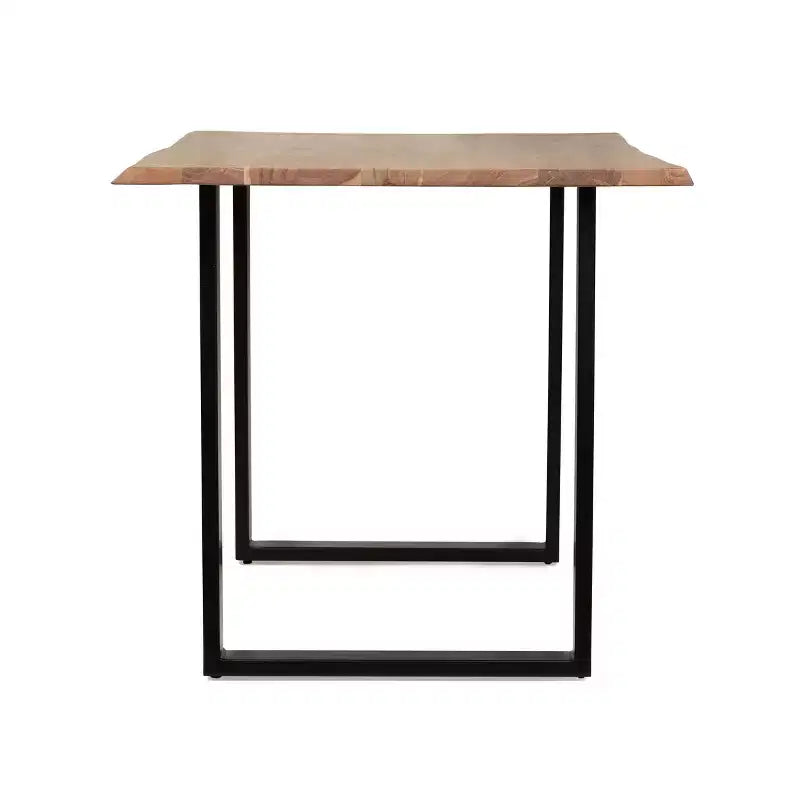 Tavolo da Pranzo 55IN con Gambe ad Anello in Metallo, Tavolo da Cucina con Piano in Legno, Tavolo da Pranzo per Soggiorno, Sala da Pranzo, Naturale+Nero