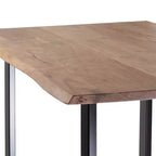 Tavolo da Pranzo 55IN con Gambe ad Anello in Metallo, Tavolo da Cucina con Piano in Legno, Tavolo da Pranzo per Soggiorno, Sala da Pranzo, Naturale+Nero