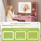 Toeletta con specchio e 3 luci colorate, Toeletta trucco con cassetti