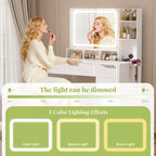 Toeletta con specchio e 3 luci colorate, Toeletta trucco con cassetti