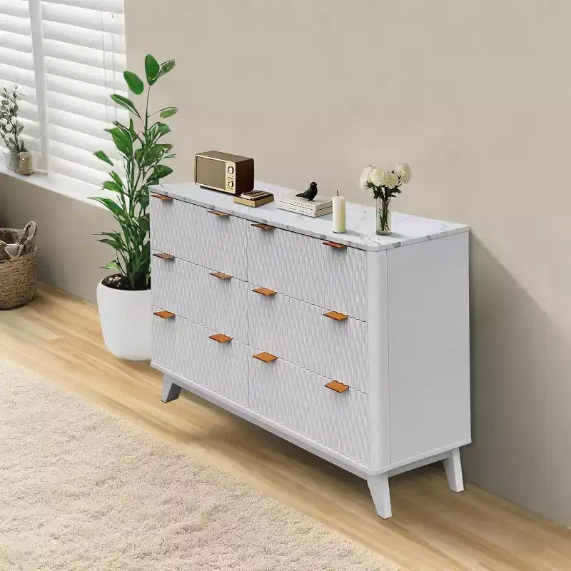 Cassettiere portaoggetti, cassettiera a sei cassetti da 54 pollici, toletta da camera da letto con piano in finto marmo per camera da letto, soggiorno, ingresso