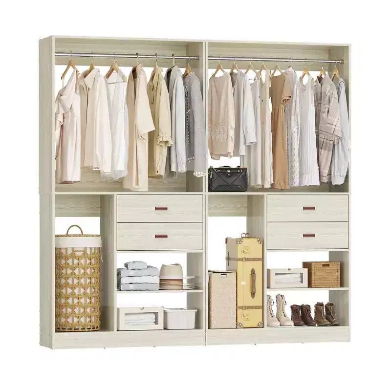 Sistema Organizer Armadio 40 Pollici con Cassetti, Guardaroba Indipendente con Aste Appendibiti