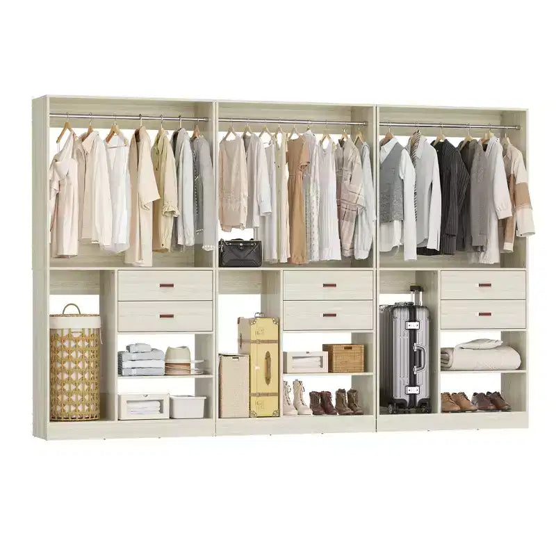 Sistema Organizer Armadio 40 Pollici con Cassetti, Guardaroba Indipendente con Aste Appendibiti