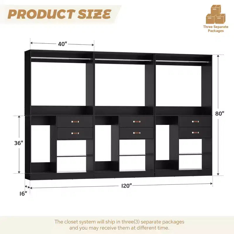Sistema Organizer Armadio 40 Pollici con Cassetti, Guardaroba Indipendente con Aste Appendibiti