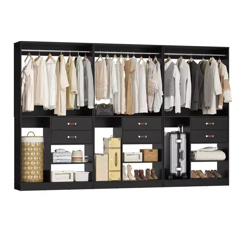 Sistema Organizer Armadio 40 Pollici con Cassetti, Guardaroba Indipendente con Aste Appendibiti