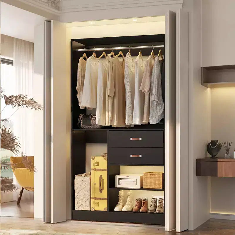 Sistema Organizer Armadio 40 Pollici con Cassetti, Guardaroba Indipendente con Aste Appendibiti