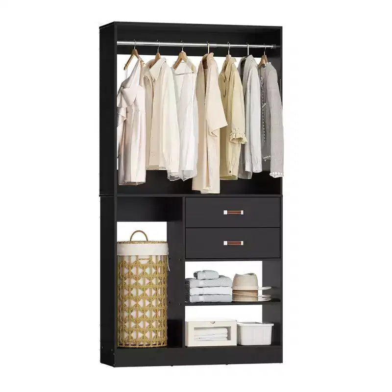 Sistema Organizer Armadio 40 Pollici con Cassetti, Guardaroba Indipendente con Aste Appendibiti