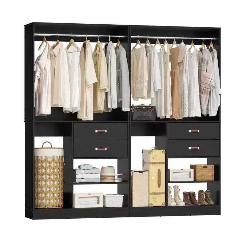 Sistema Organizer Armadio 40 Pollici con Cassetti, Guardaroba Indipendente con Aste Appendibiti