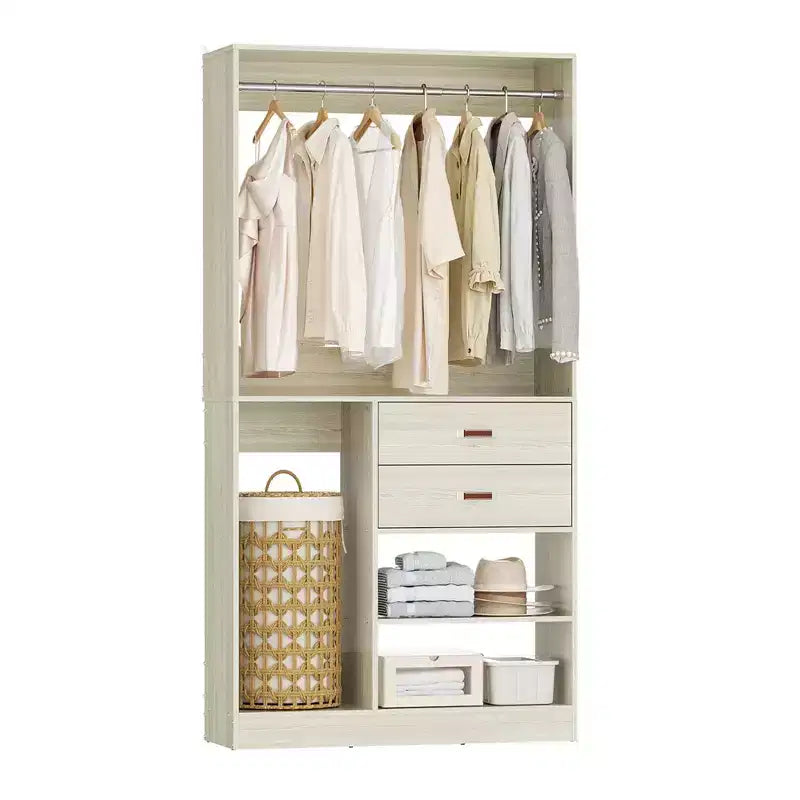 Sistema Organizer Armadio 40 Pollici con Cassetti, Guardaroba Indipendente con Aste Appendibiti