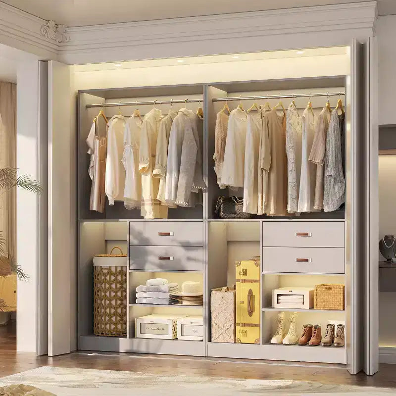 Sistema Organizer Armadio 40 Pollici con Cassetti, Guardaroba Indipendente con Aste Appendibiti