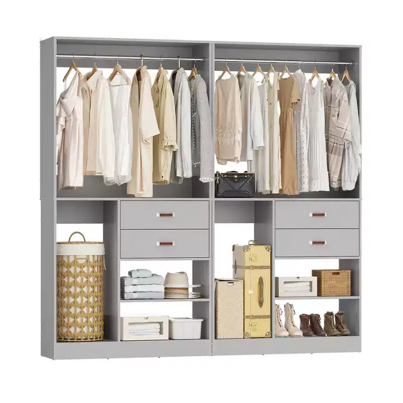 Sistema Organizer Armadio 40 Pollici con Cassetti, Guardaroba Indipendente con Aste Appendibiti