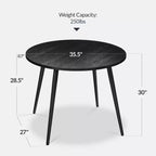 Tavolo da pranzo rotondo moderno di metà secolo, 90 cm, per casa o cucina, con gambe in acciaio effetto legno