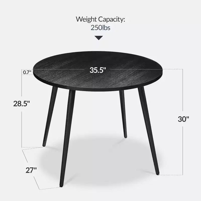 Tavolo da pranzo rotondo moderno di metà secolo, 90 cm, per casa o cucina, con gambe in acciaio effetto legno