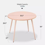 Tavolo da pranzo rotondo moderno di metà secolo, 90 cm, per casa o cucina, con gambe in acciaio effetto legno