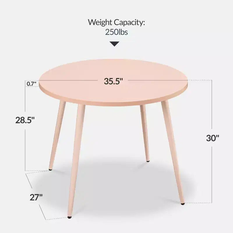 Tavolo da pranzo rotondo moderno di metà secolo, 90 cm, per casa o cucina, con gambe in acciaio effetto legno